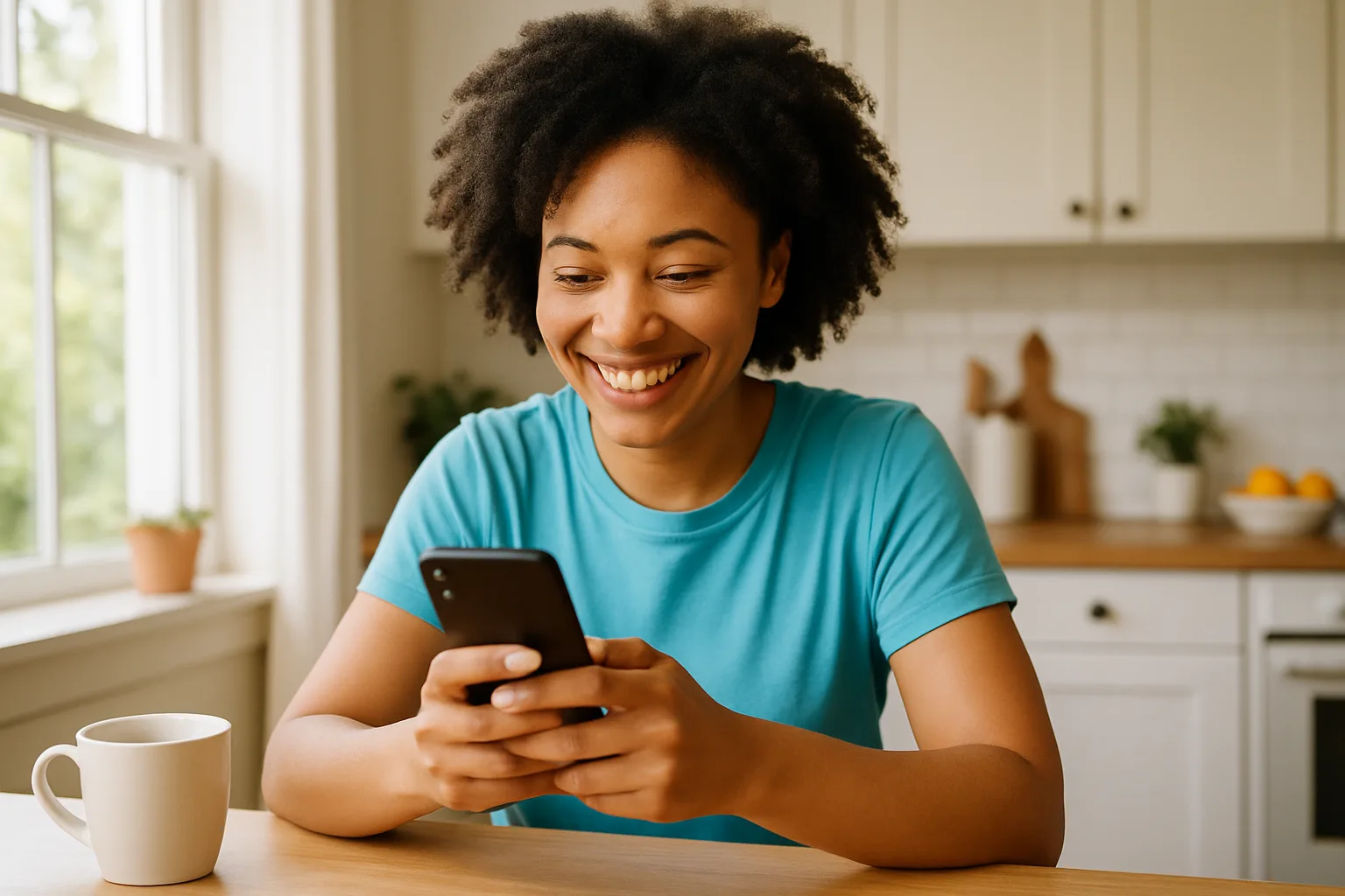 Person smiling while messaging on a smartphone — start dating in Birmingham